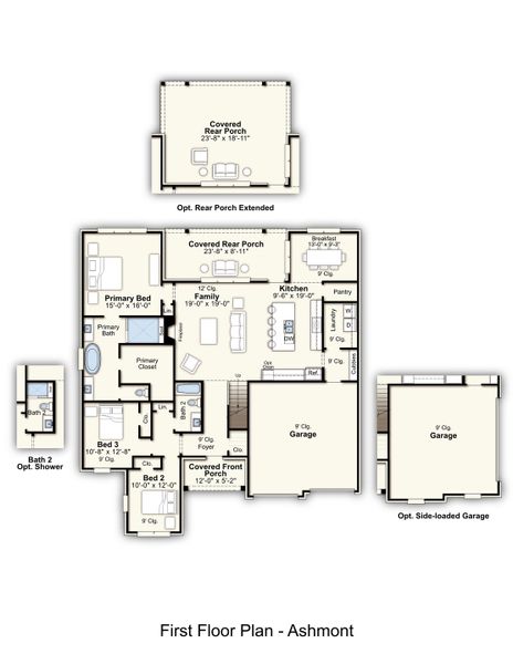 2D floor plan layout for the Ashmont by Grant & Co in Georgetown, Collierville, TN (Image 3).