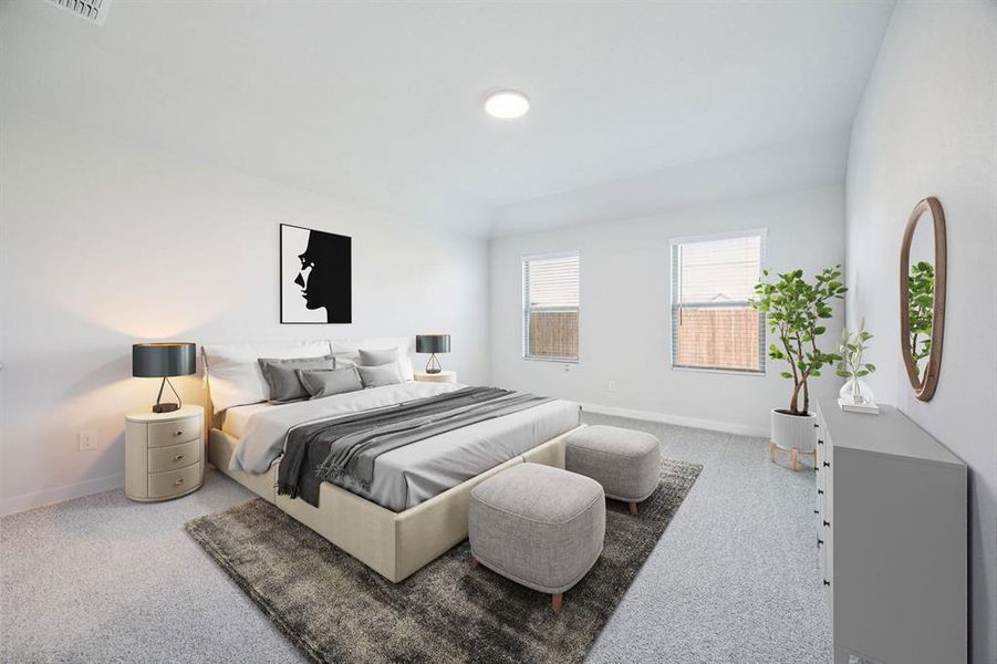 Primary Suite in the Harrison home plan by Trophy Signature Homes – REPRESENTATIVE PHOTO