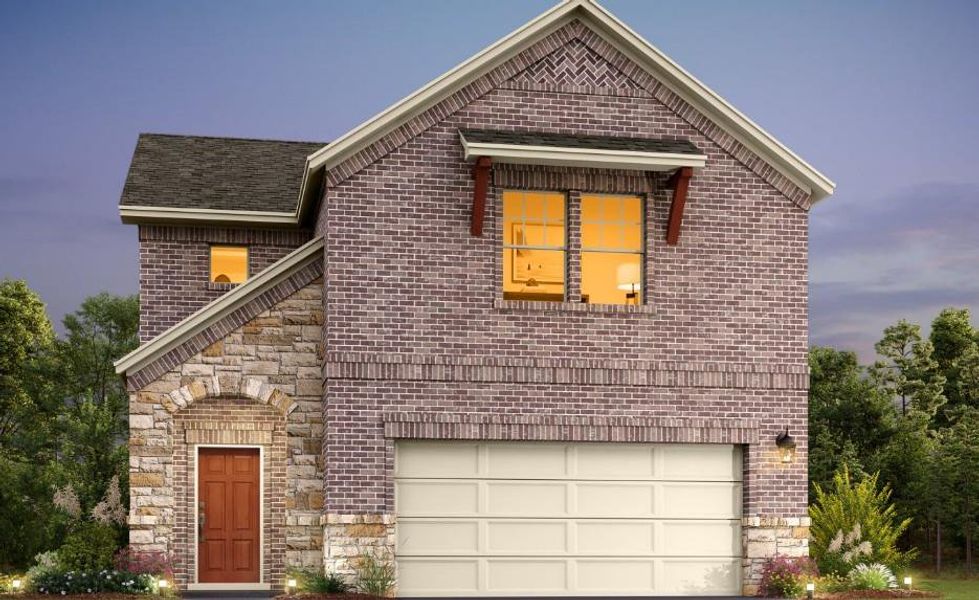 Front exterior of a new home in The Cottages at La Cima, San Marcos, TX, highlighting curb appeal (Image 1). Front exterior of a new home in The Cottages at La Cima, San Marcos, TX, highlighting curb appeal (Image 1).