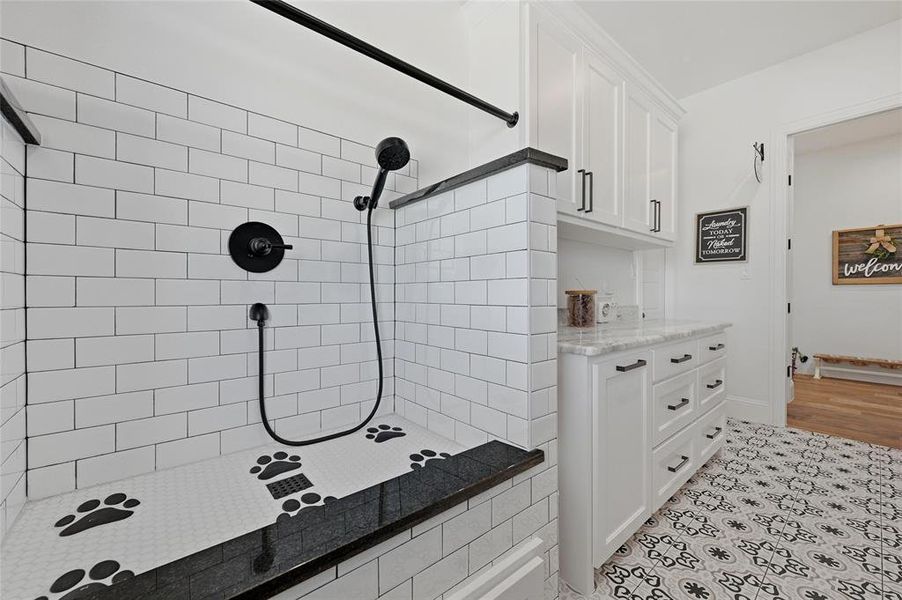 Main home utility room with dog washing station