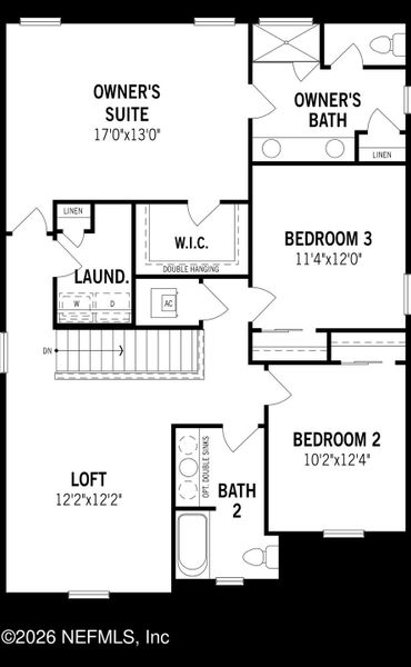 2D floor plan layout of this home in RiverTown, St. Johns, FL (Image 4).