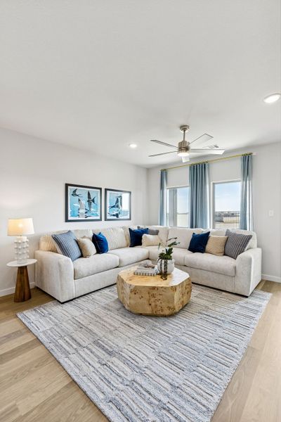Living Room in a Nicholson Ranch Magnolia Model Home in Lavon TX by Trophy Signature Homes