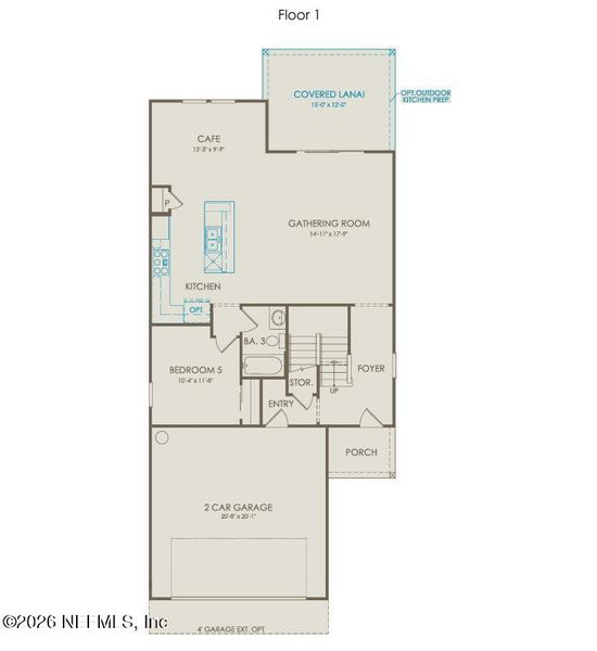 2D floor plan layout of this home in The Preserve at Bannon Lakes, St. Johns, FL (Image 3).