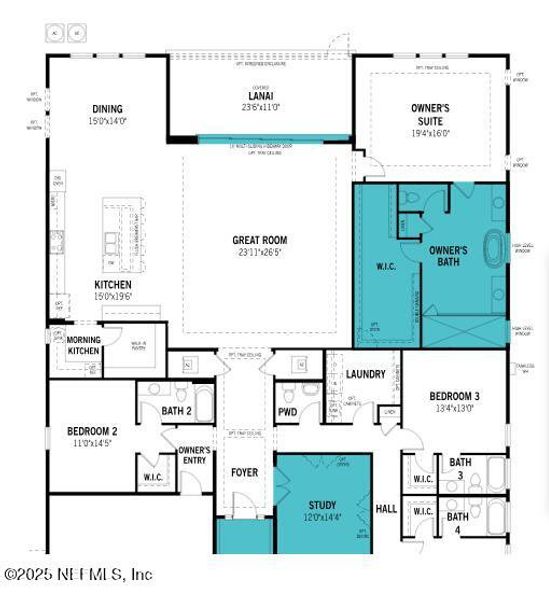 2D floor plan layout of this home in RiverTown - Springs, St. Johns, FL (Image 3).