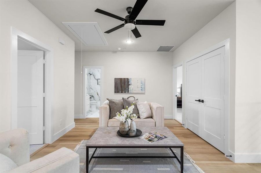 Living area upstairs or can be used as a gameroom/excercise room or a media room. Living area upstairs or can be used as a gameroom/excercise room or a media room.