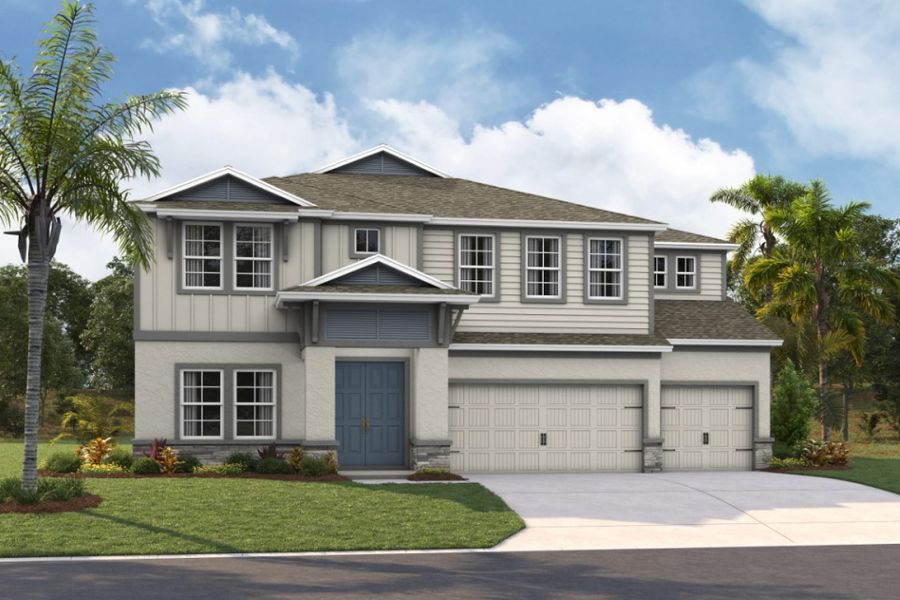 Representative exterior photo of a completed home built from the Westshore II by Homes by WestBay in Pasadena Woods, Wesley Chapel, FL (Image 5).