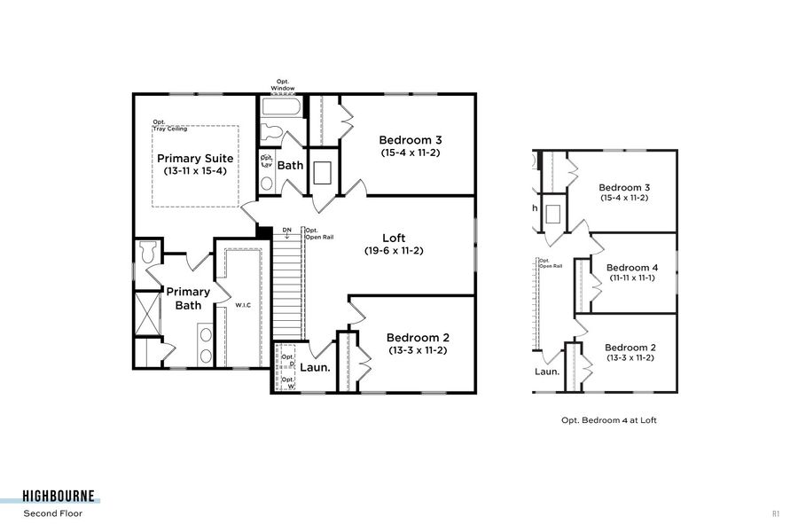 2D floor plan layout for the Highbourne by DRB Homes in Granary Park, Green Cove Springs, FL (Image 5).