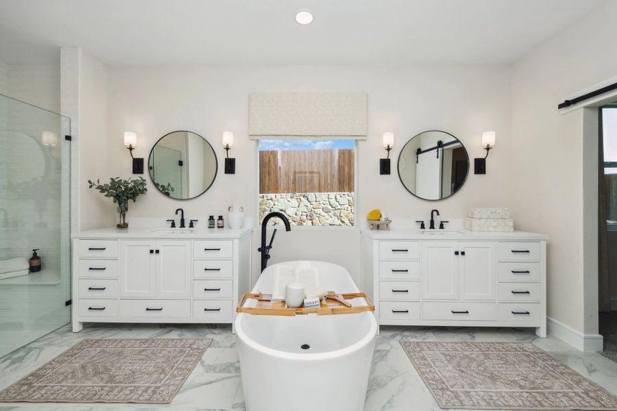 Primary bath with freestanding tub