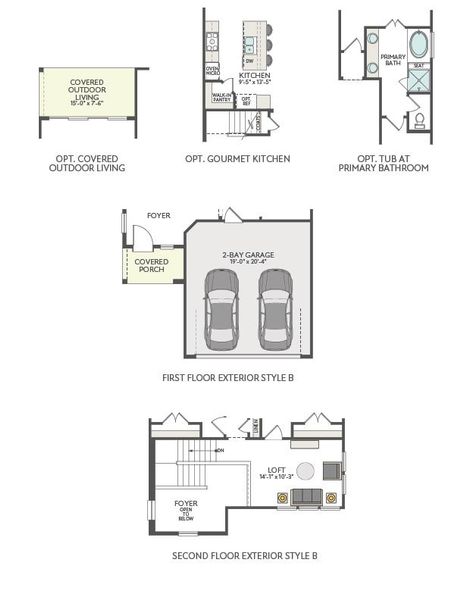 2D floor plan layout for the Veranda by Tri Pointe Homes in Terrace Collection At Turner's Crossing, Buda, TX (Image 4).