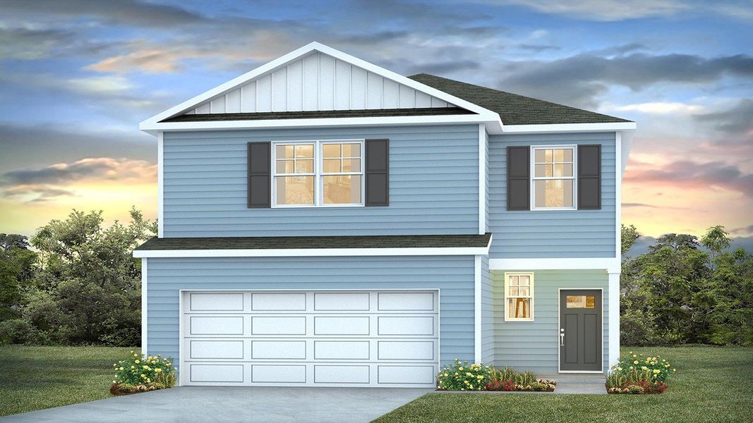 Representative exterior photo of a completed home built from the Manning by D.R. Horton in Pinewood Estates, Conway, SC (Image 1).