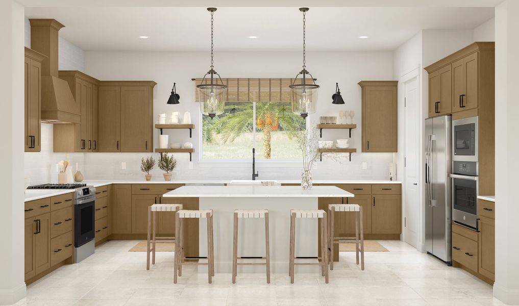 Kitchen with pendant lighting