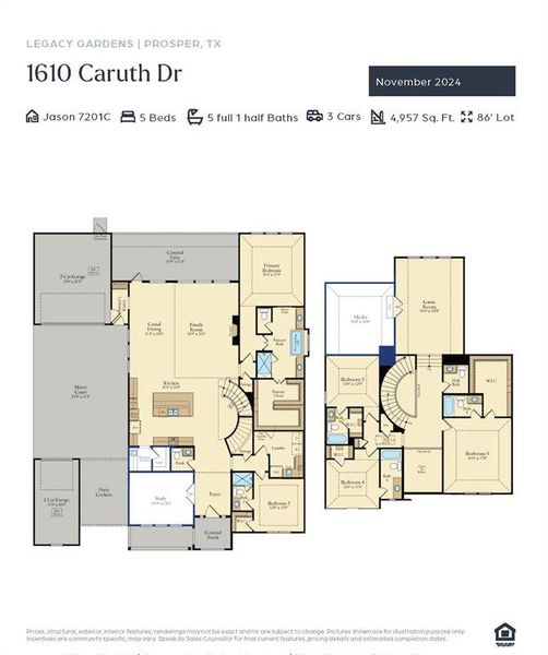 With 5 bedrooms and 5+ baths plus plenty of room for the family to entertain, our Jason plan is your dream home come true!