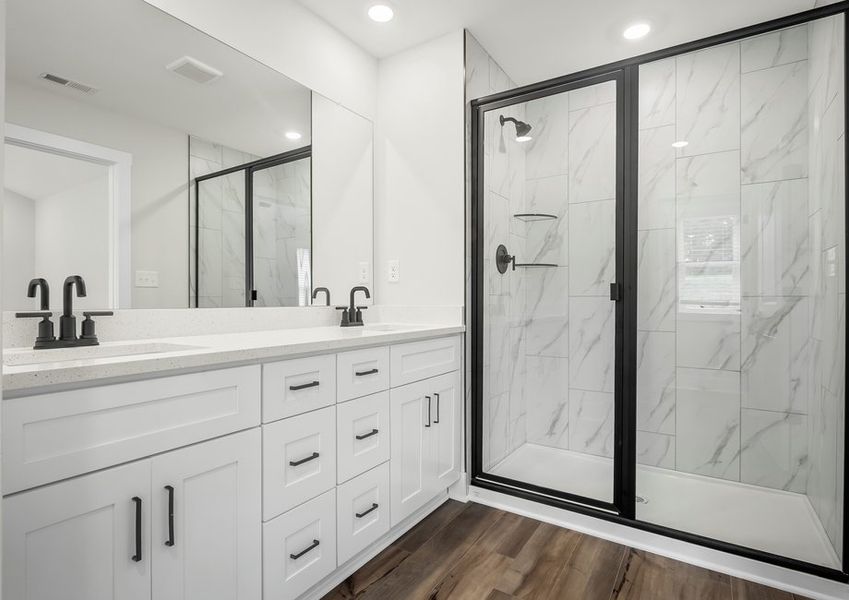 Get ready for your day in the master bathroom