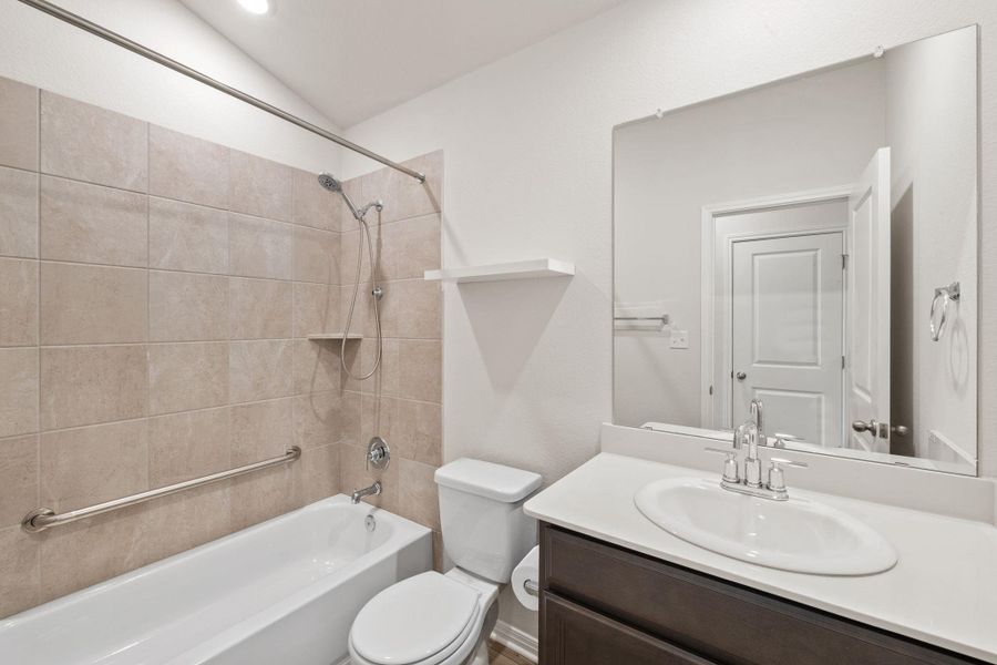 Full bathroom with vanity and shower combination Full bathroom with vanity and shower combination