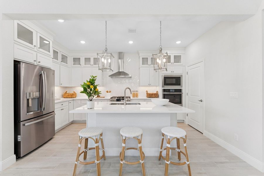 Kitchen with pendant lights