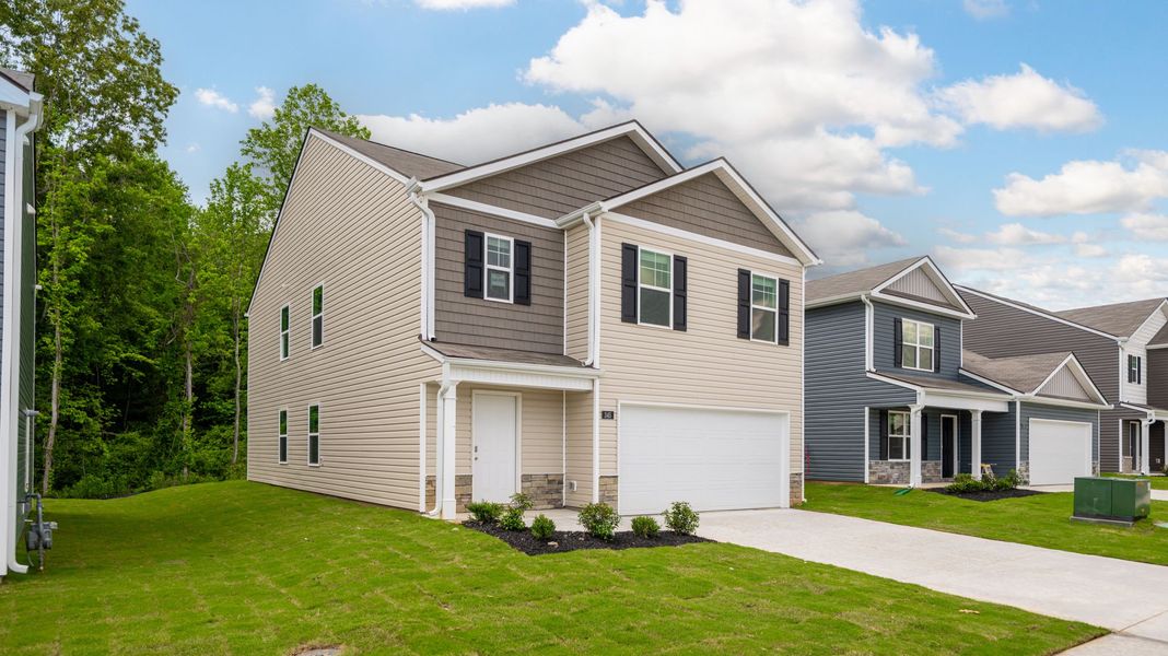 Front exterior of a new home in Hawk's Ridge, Rossville, GA, highlighting curb appeal (Image 20).