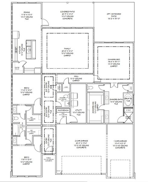 2D floor plan layout for the The McDougal by Caledonia Builders in Blackhawk, Pflugerville, TX (Image 3).