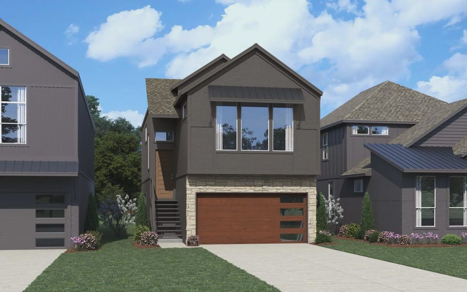 Representative exterior photo of a completed home built from the Calypso by Chesmar Homes in Prominence Urban, San Antonio, TX (Image 17).