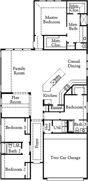 2D floor plan layout for the Kennedale by Coventry Homes in Ladera, San Antonio, TX (Image 4).