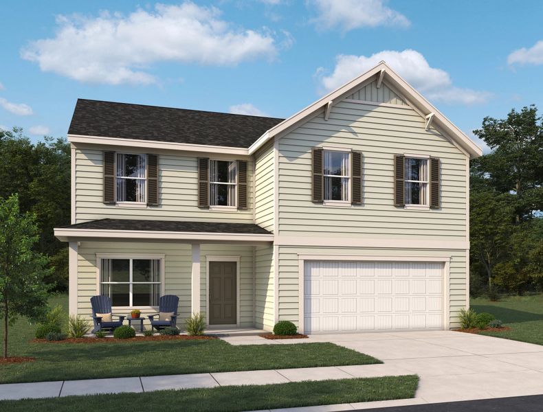 Representative exterior photo of a completed home built from the Monroe by Ashton Woods in Tea Farm: Presidents Series, Ravenel, SC (Image 27).