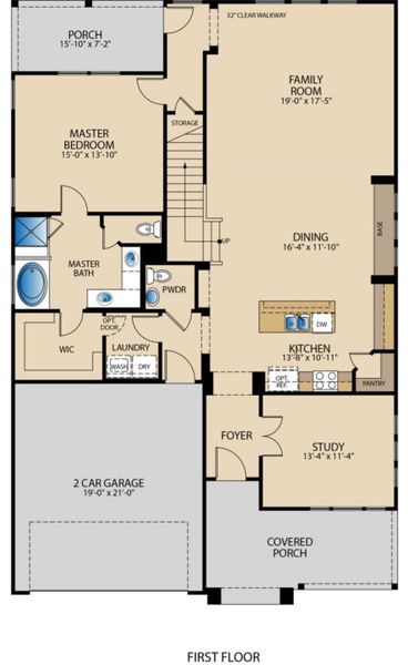 2D floor plan layout for the Greenbriar by Pacesetter Homes in Orchard Ridge, Liberty Hill, TX (Image 2). 2D floor plan layout for the Greenbriar by Pacesetter Homes in Orchard Ridge, Liberty Hill, TX (Image 2).