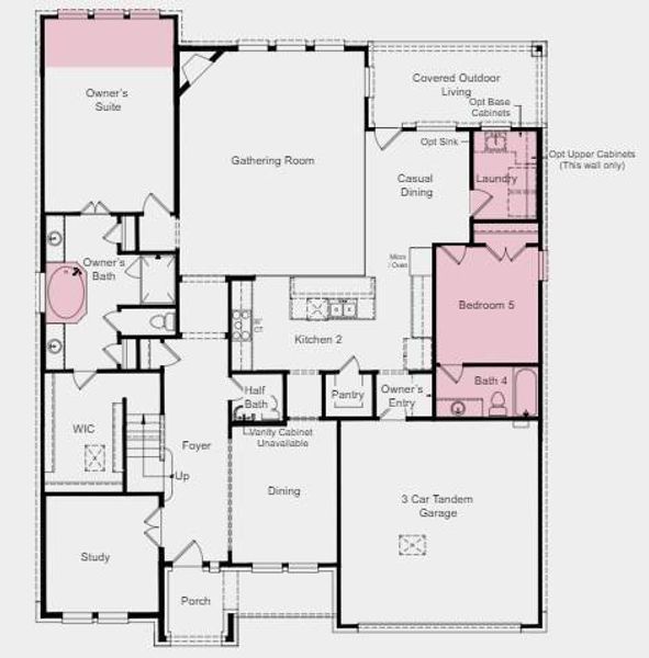 Structural options added include: first floor guest suite with full bath, extended owner's suite, tub and shower in owner's bath.