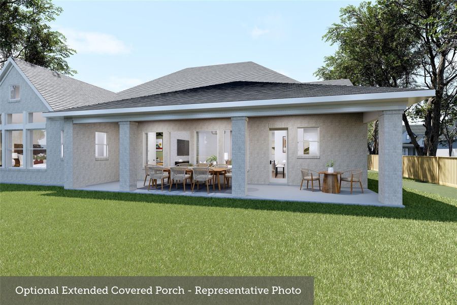 Exterior details and patio area of a home in The Woodlands Hills - Premier Collection, Willis (Image 2).