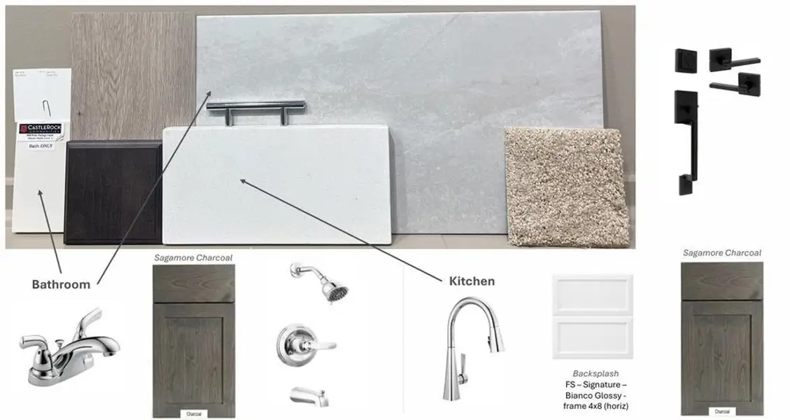 Design Selection Sheet. Displaying material and fixture options for the property