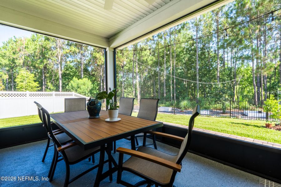 Exterior details and patio area of a home in Elm Creek at Silverleaf, St. Augustine (Image 22). Exterior details and patio area of a home in Elm Creek at Silverleaf, St. Augustine (Image 22).