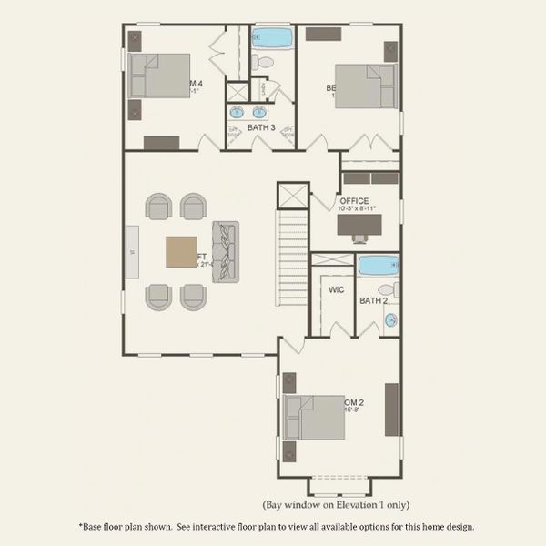 2D floor plan layout for the Poplar by Pulte Homes in Long Savanna, Charleston, SC (Image 4).