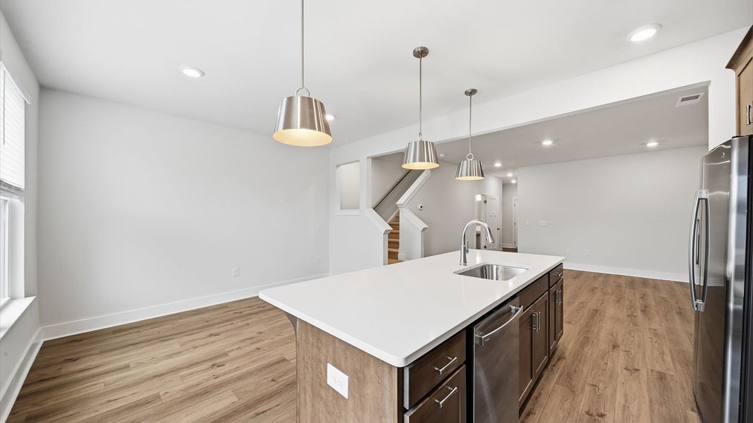 Modern kitchen design with clean lines, premium surfaces, and open sightlines located in Piedmont, SC Modern kitchen design with clean lines, premium surfaces, and open sightlines located in Piedmont, SC
