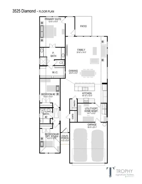 2D floor plan layout of this home in Prairie Winds, Hutto, TX (Image 2). 2D floor plan layout of this home in Prairie Winds, Hutto, TX (Image 2).