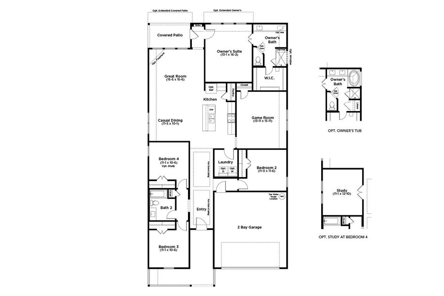 2D floor plan layout for the Paramount by DRB Homes in Spring Creek, Taylor, TX (Image 3).