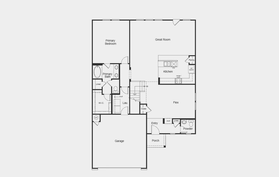 2D floor plan layout for the 2501 by KB Home in Watermill – Classic Collection, Uhland, TX (Image 7).