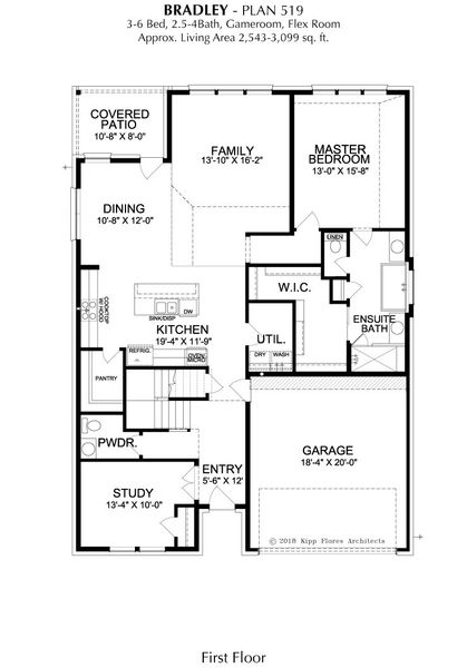 2D floor plan layout for the Bradley by Landon Homes in Lexington Frisco, Frisco, TX (Image 3).