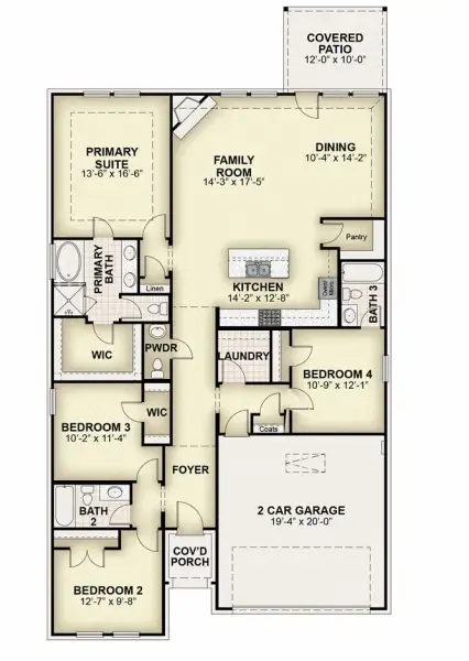 2D floor plan layout for the Liberty by Rockwell Homes in South Meadow, Melissa, TX (Image 7).