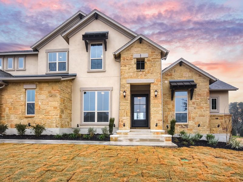 Representative exterior photo of a completed home built from the Madera II by Giddens Homes in Scofield Farms Estates, Georgetown, TX (Image 45).