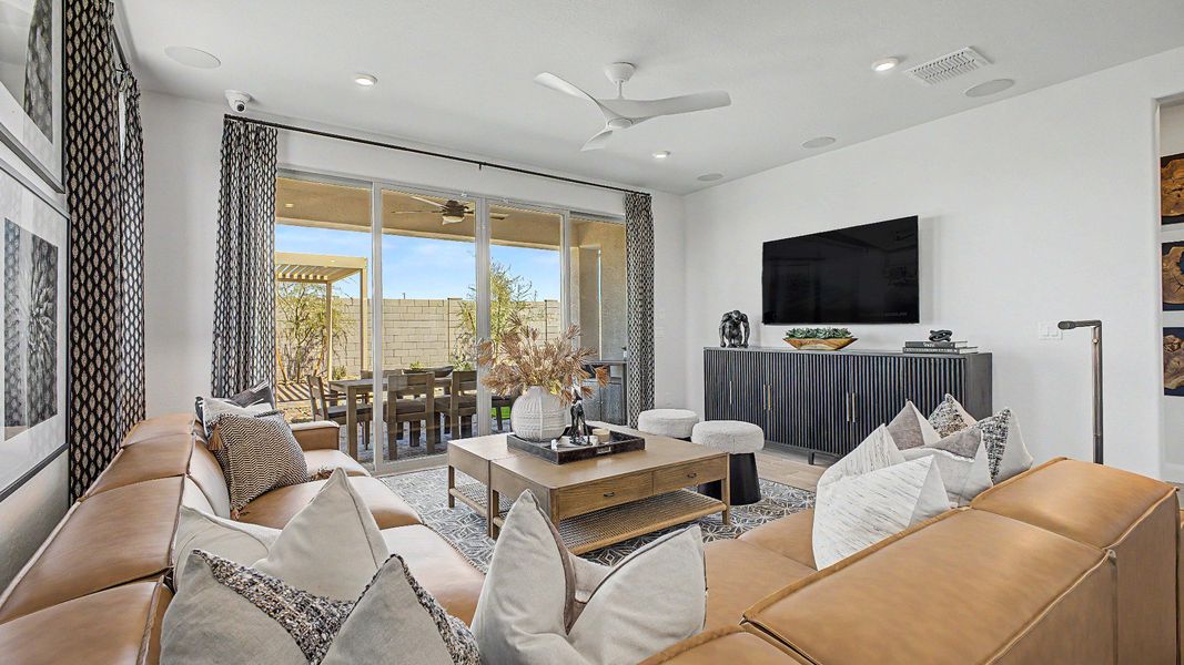 Warm open-concept great room in this quick move-in new home by DRB Homes at Saguaro Hills at Vistancia, 32407 N 123rd Dr. Warm open-concept great room in this quick move-in new home by DRB Homes at Saguaro Hills at Vistancia, 32407 N 123rd Dr.