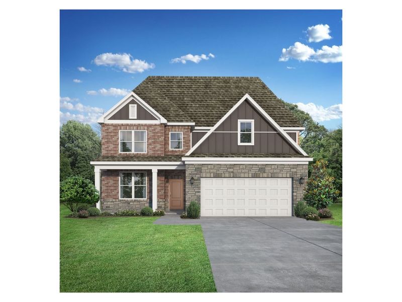 Front exterior of a new home in Meadow Ridge Estates, Josephine, TX, highlighting curb appeal (Image 1). Front exterior of a new home in Meadow Ridge Estates, Josephine, TX, highlighting curb appeal (Image 1).