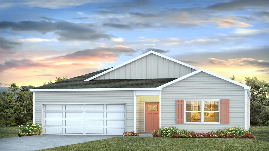 Front exterior of a new home in The Groves at Bees Creek, Ridgeland, SC, highlighting curb appeal (Image 2).