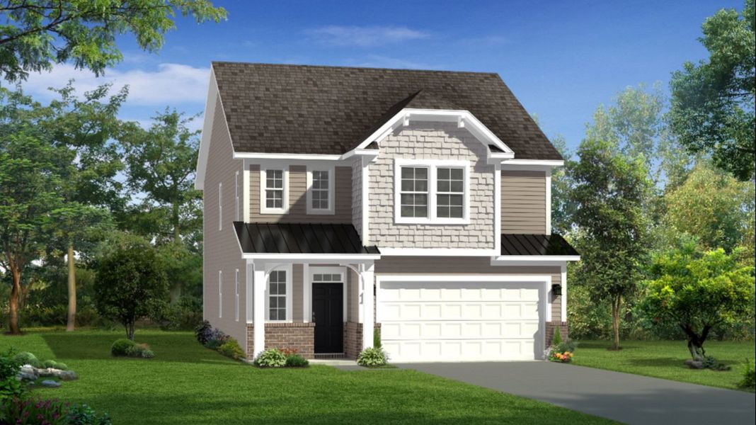 Representative exterior photo of a completed home built from the Merlot by DRB Homes in Sidney Creek Single Family, Zebulon, NC (Image 13).
