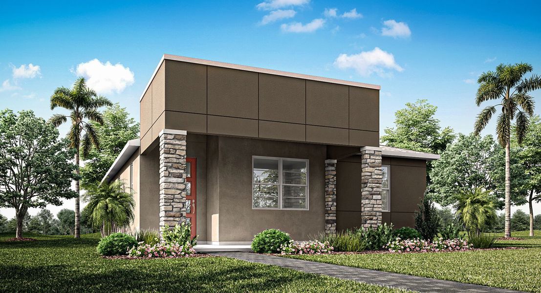 Representative exterior photo of a completed home built from the Alafia by Mattamy Homes in Meridian Parks, Orlando, FL (Image 18). Representative exterior photo of a completed home built from the Alafia by Mattamy Homes in Meridian Parks, Orlando, FL (Image 18).