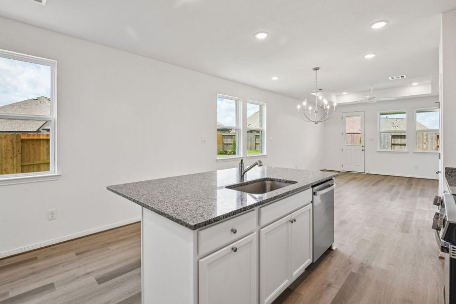 Kitchen open to the dining area and great room