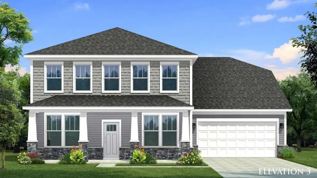 Norris Design Elevation 3 by premier builder DRB Homes at Lakeside Glen in York, SC. Norris Design Elevation 3 by premier builder DRB Homes at Lakeside Glen in York, SC.