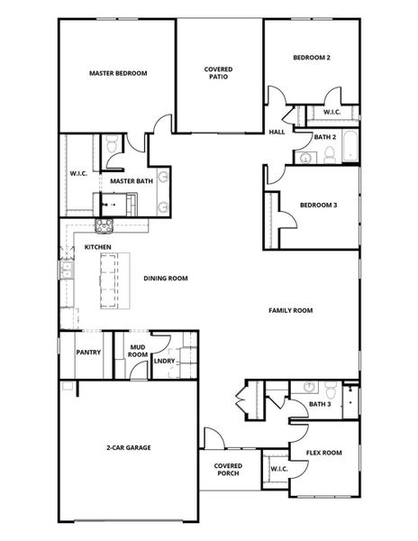 2D floor plan layout of this home in Hallimore Ranch, Rosenberg, TX (Image 3).