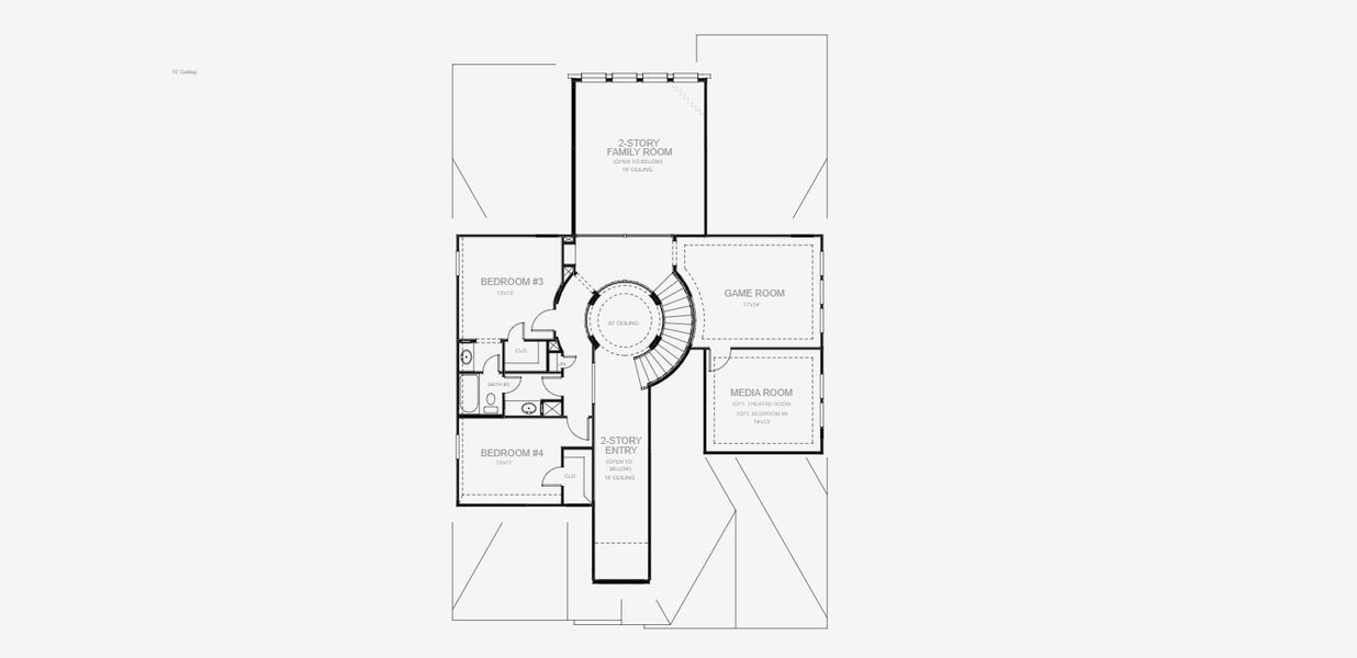 2D floor plan layout for the 3395W by Perry Homes in Mantua, Van Alstyne, TX (Image 6).