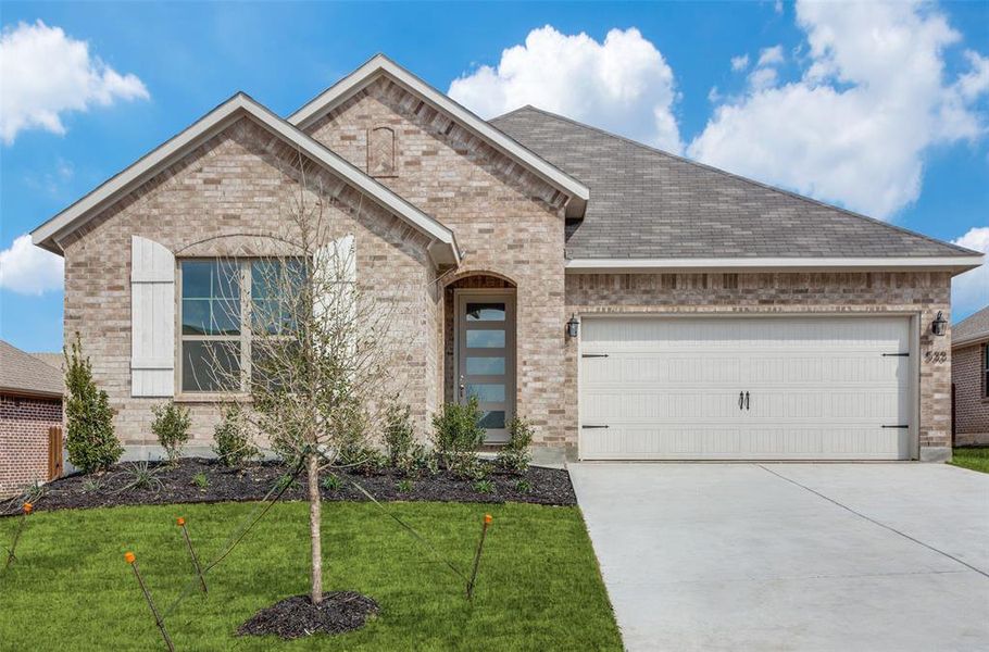 Front exterior of a new home in Reatta Ridge, Justin, TX, highlighting curb appeal (Image 1). Front exterior of a new home in Reatta Ridge, Justin, TX, highlighting curb appeal (Image 1).