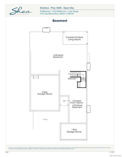 2D floor plan layout of this home in Stargaze at Solstice, Littleton, CO (Image 28).