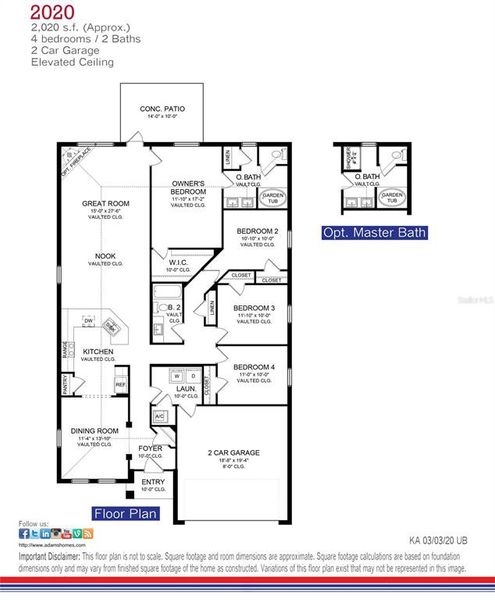 2D floor plan layout of this home in Ocala Crossings South, Ocala, FL (Image 3). 2D floor plan layout of this home in Ocala Crossings South, Ocala, FL (Image 3).