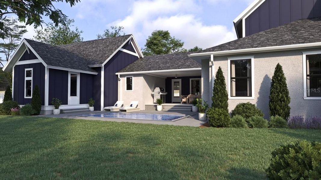 Architects rendering of floorplan - rear - RENDERINGS/PICTURES SHOWN ARE FOR ILLUSTRATION PURPOSE ONLY.